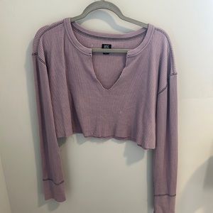 Urban outfitters purpler waffle knit long sleeve crop